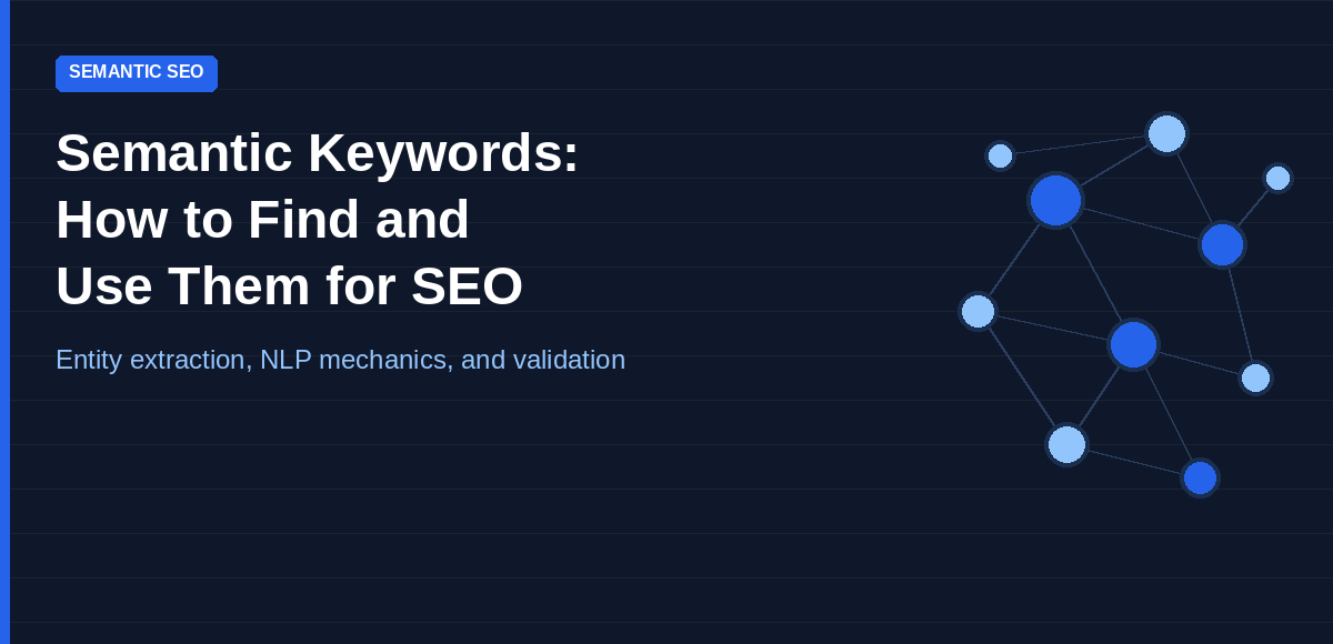Semantic keywords guide — entity extraction, NLP mechanics, and validation workflow for SEO.