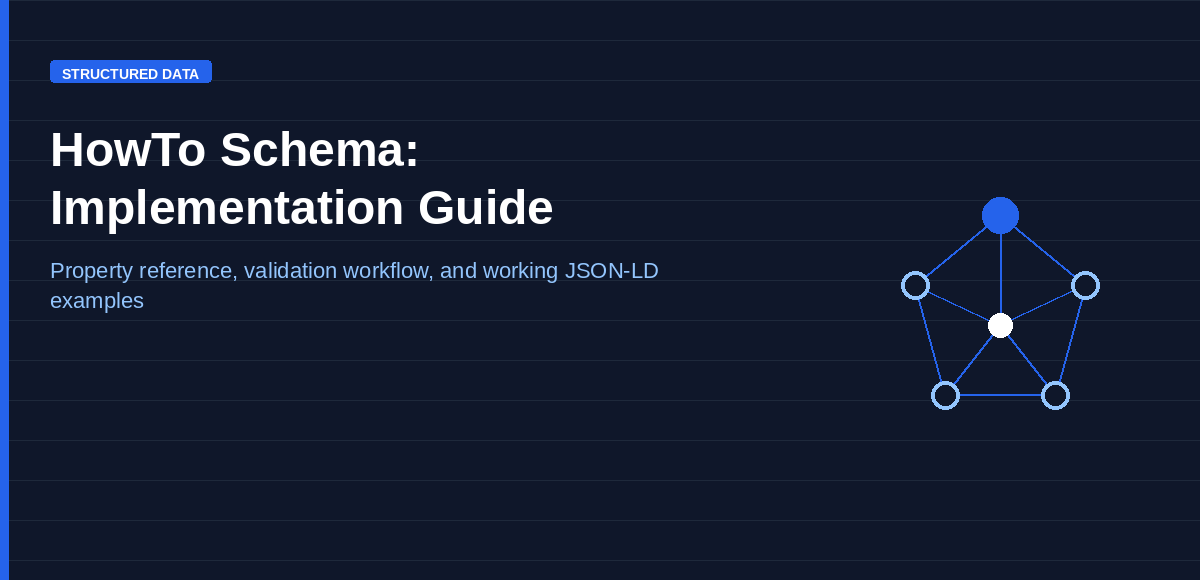 HowTo schema implementation guide — property reference, validation workflow, and working JSON-LD examples.